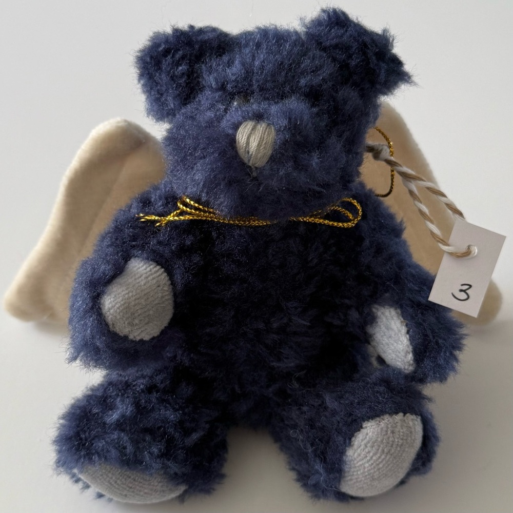 Boyds Bears ~ Set of Three Dietrich Plush Blue Bear Angel Ornaments